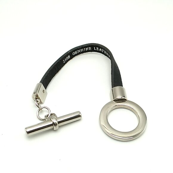 Black Leather Toggle Bracelet Unisex *Small Flaw* - Picture 10 of 14